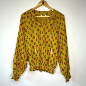 ANTHROPOLOGIE Porridge Tassel Tie‎ Blouse Sz Small